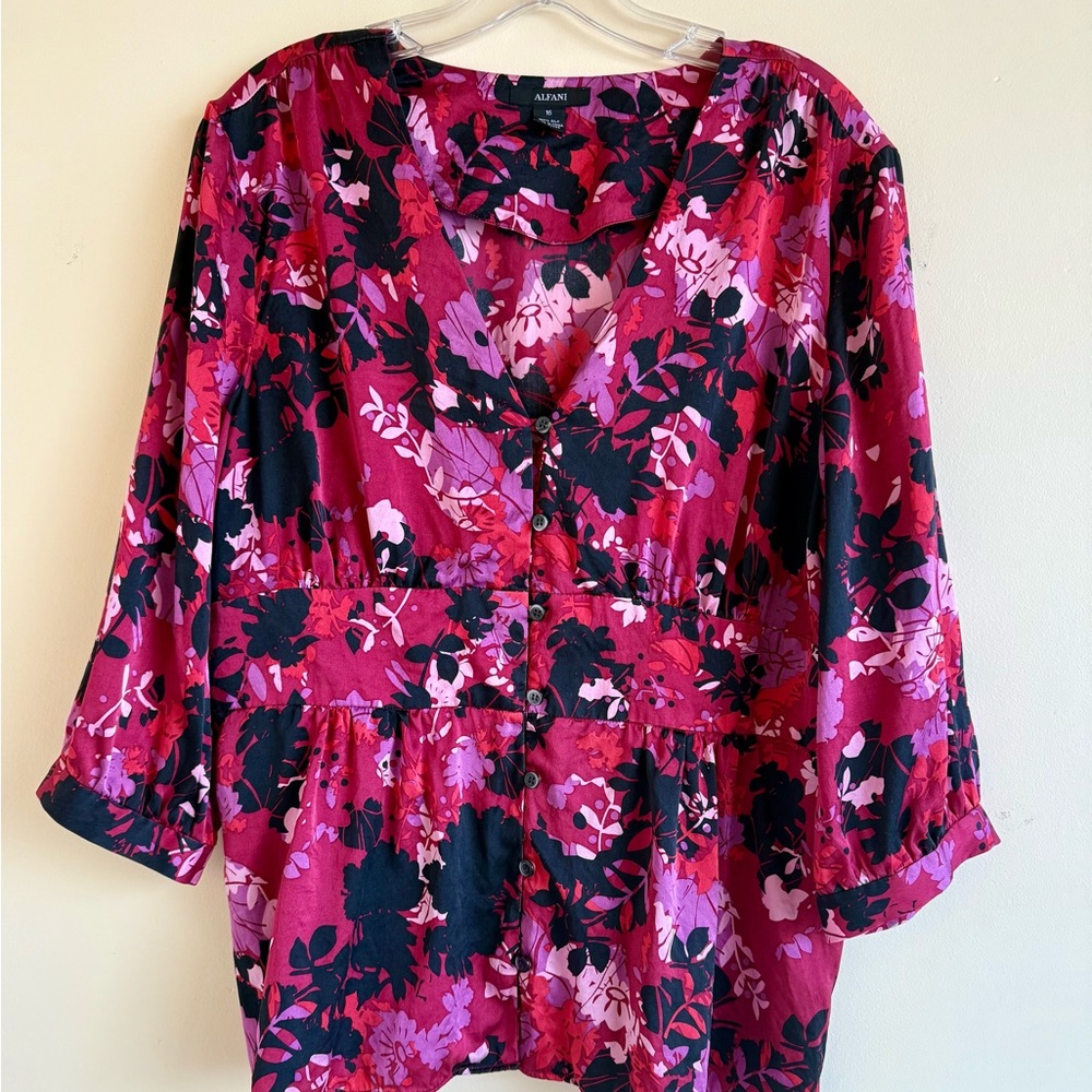 100% Silk floral blouse